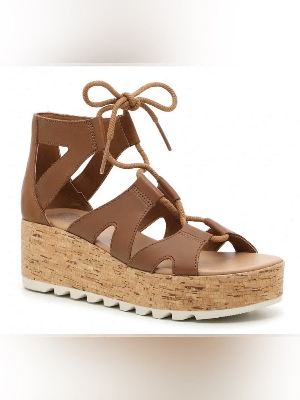 SOREL Cameron Flatform Lace Up Leather Gladiator Wedge Sandals